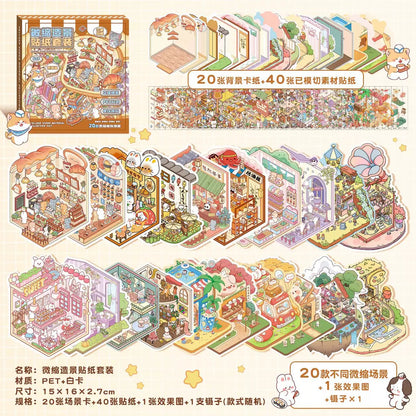 20 Cute Scenes Set 3D DIY Sticker Collection