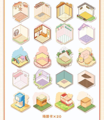 20 Cute Scenes Set 3D DIY Sticker Collection