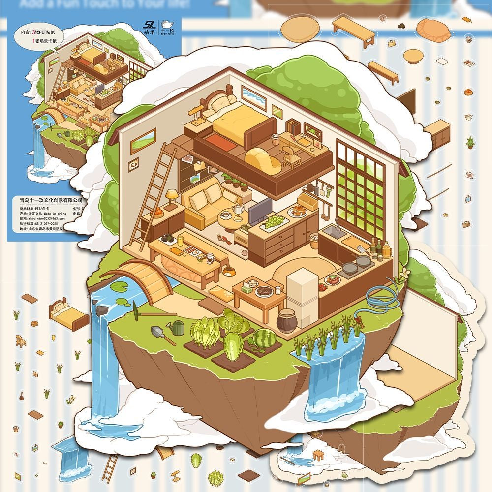 Sky Island 3D DIY Miniature Scene Fantasy Room Sticker