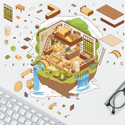 Sky Island 3D DIY Miniature Scene Fantasy Room Sticker