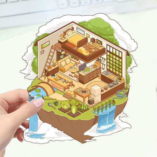 Sky Island 3D DIY Miniature Scene Fantasy Room Sticker