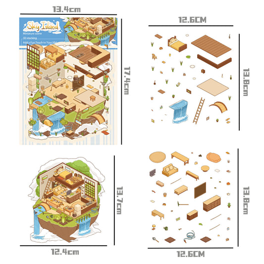 Sky Island 3D DIY Miniature Scene Fantasy Room Sticker