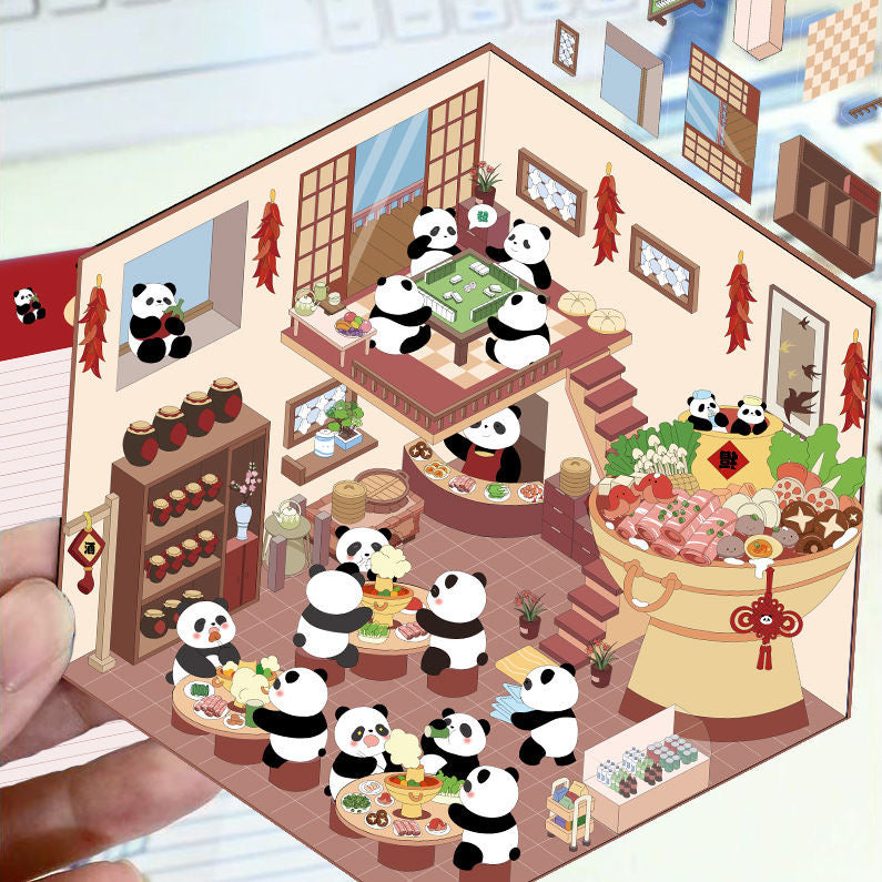 Relaxing Pet Animal Life 3D DIY Miniature Sticker - - 4 Scene Stickers