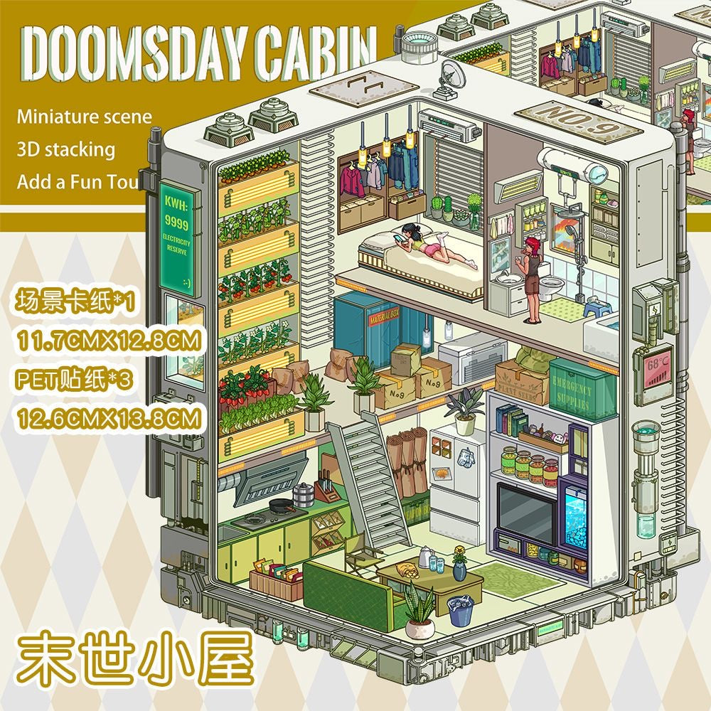 Futuristic House 3D DIY Miniature Stress relief Sticker -- 2 Scene Stickers