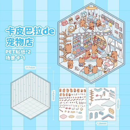 【D2】8 sets Adorable Miniature Scene Stickers for Relaxation & Stress Relief