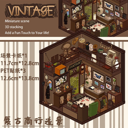 Ancient 3D DIY Miniature Stickers for Relaxation & Stress Relief - 4 Scene Stickers