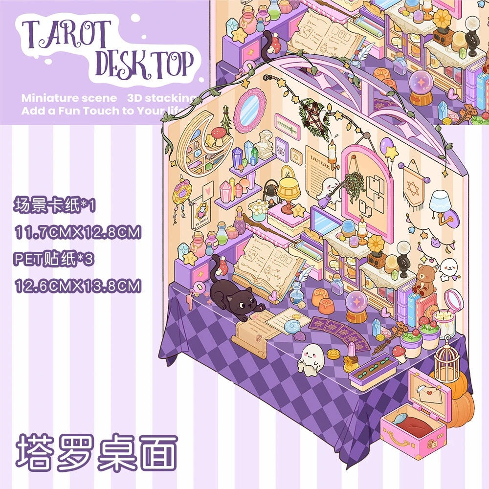 Ancient 3D DIY Miniature Stickers for Relaxation & Stress Relief - 4 Scene Stickers