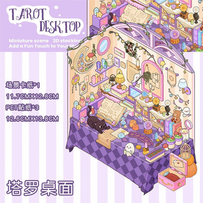 Ancient 3D DIY Miniature Stickers for Relaxation & Stress Relief - 4 Scene Stickers