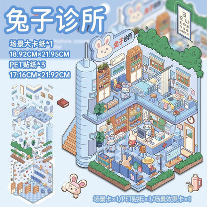 【Bunny Clinic】3D DIY Miniature Scene Sticker for Relaxation & Stress Relief