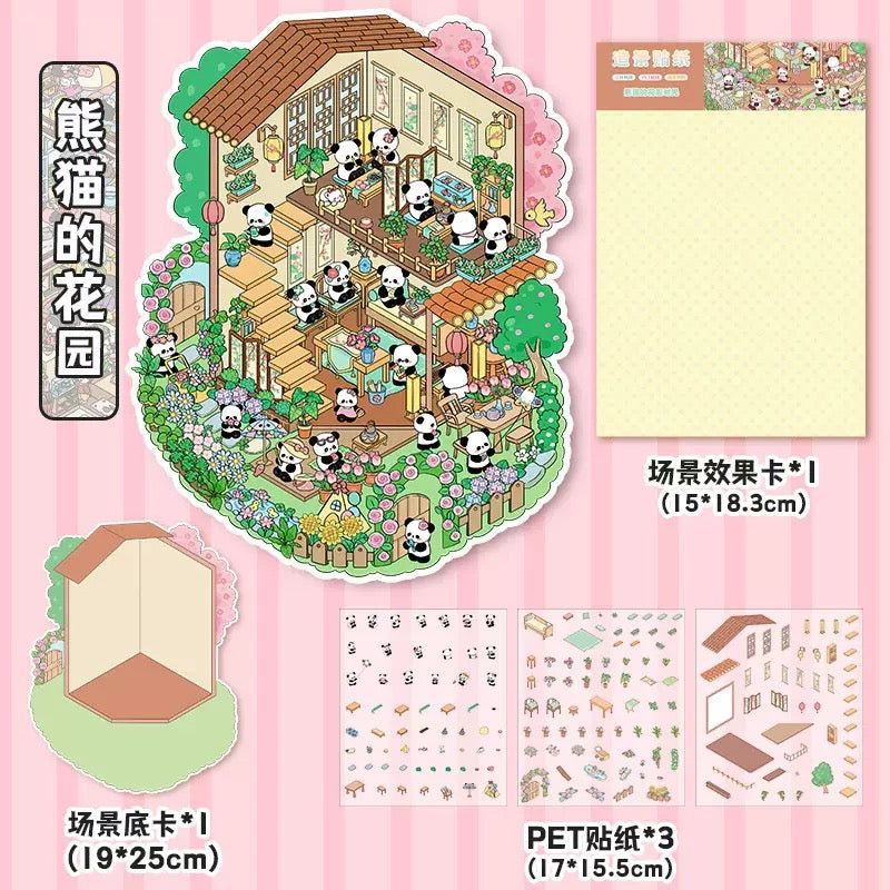 Ancient Chinese Style 3D DIY Miniature Sticker - 4 Scene Stickers
