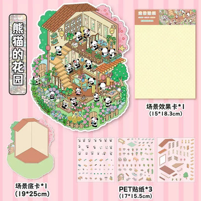 Ancient Chinese Style 3D DIY Miniature Sticker - 4 Scene Stickers