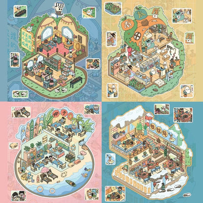 【3D Magic World】DIY Relaxing Scene Sticker - 4 Miniature Stickers