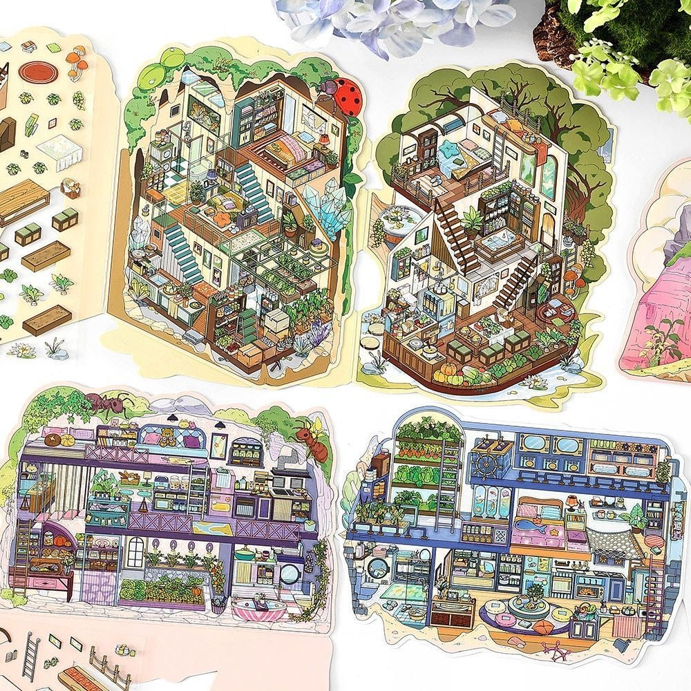 【Nature’s Shelter】Foldable 3D DIY Relaxing Therapy Miniature Sticker - 4 Scene Stickers