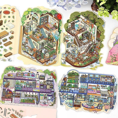 【Nature’s Shelter】Foldable 3D DIY Relaxing Therapy Miniature Sticker - 4 Scene Stickers