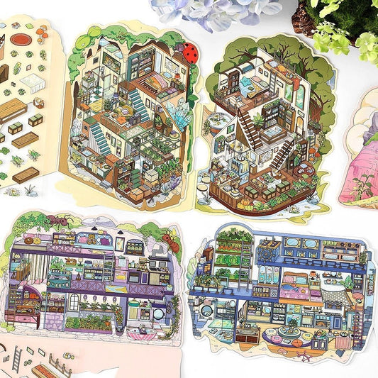 【Nature’s Shelter】Foldable 3D DIY Relaxing Therapy Miniature Sticker - 4 Scene Stickers