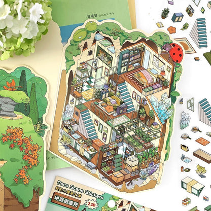 【Nature’s Shelter】Foldable 3D DIY Relaxing Therapy Miniature Sticker - 4 Scene Stickers