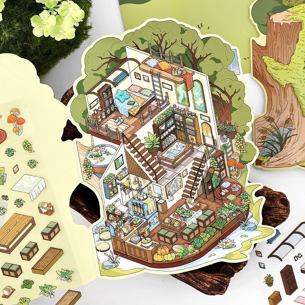 【Nature’s Shelter】Foldable 3D DIY Relaxing Therapy Miniature Sticker - 4 Scene Stickers