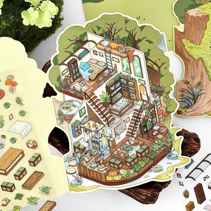 【Nature’s Shelter】Foldable 3D DIY Relaxing Therapy Miniature Sticker - 4 Scene Stickers