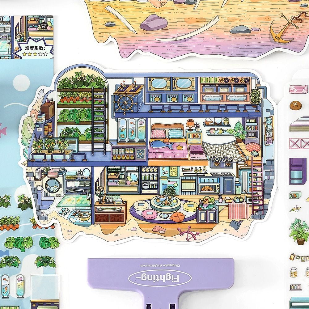 【Nature’s Shelter】Foldable 3D DIY Relaxing Therapy Miniature Sticker - 4 Scene Stickers