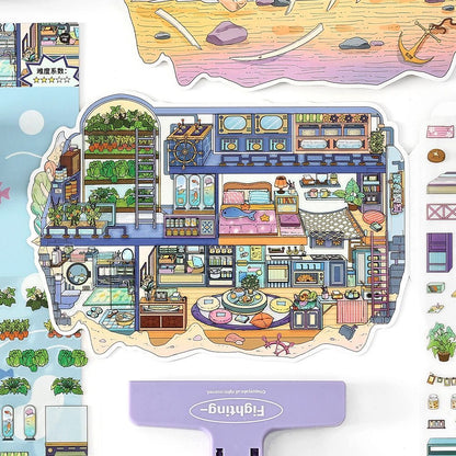 【Nature’s Shelter】Foldable 3D DIY Relaxing Therapy Miniature Sticker - 4 Scene Stickers
