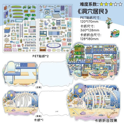 【Nature’s Shelter】Foldable 3D DIY Relaxing Therapy Miniature Sticker - 4 Scene Stickers