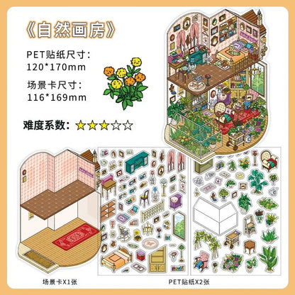 【Cozy Nature Living】3D DIY Relaxing Miniature Sticker - 4 Scene Stickers