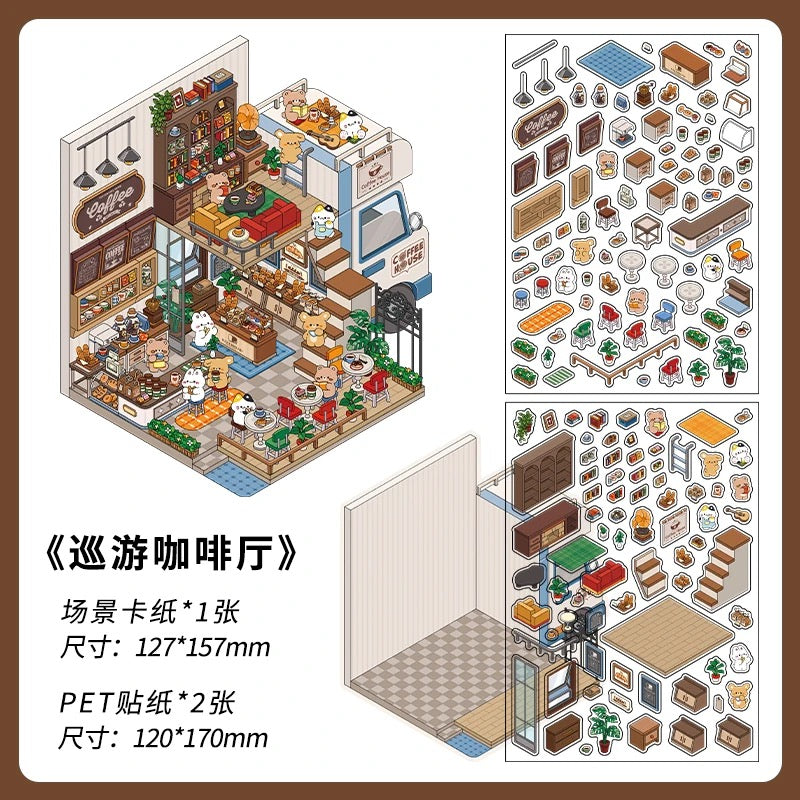 【Open Today】3D DIY Relaxing Miniature Sticker - 4 Scene Stickers