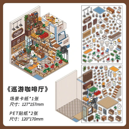 【Open Today】3D DIY Relaxing Miniature Sticker - 4 Scene Stickers