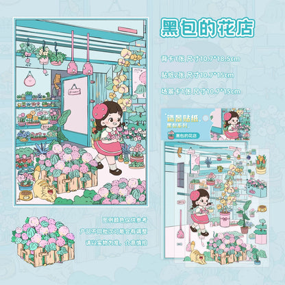 【Little Girl's Life】3D DIY Cute Miniature Sticker - 4 Scene Stickers