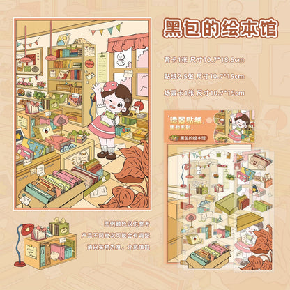 【Little Girl's Life】3D DIY Cute Miniature Sticker - 4 Scene Stickers