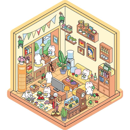 【Cute Pet Room】3D DIY Relaxing Cute Animal  Miniature Sticker - 4 Scene Stickers