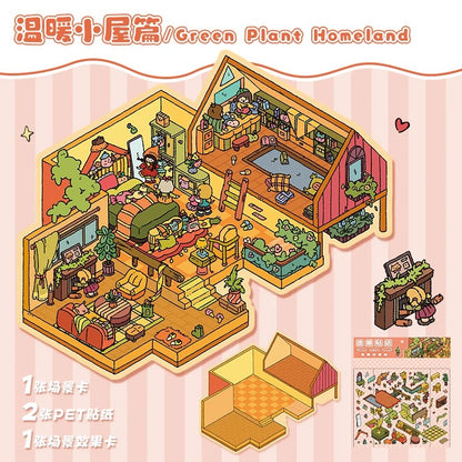 【Cozy Cottage】Cozy 3D DIY Miniature Sticker - 2 Scene Stickers