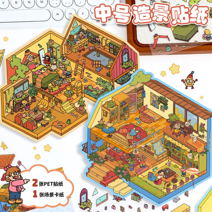 【Cozy Cottage】Cozy 3D DIY Miniature Sticker - 2 Scene Stickers