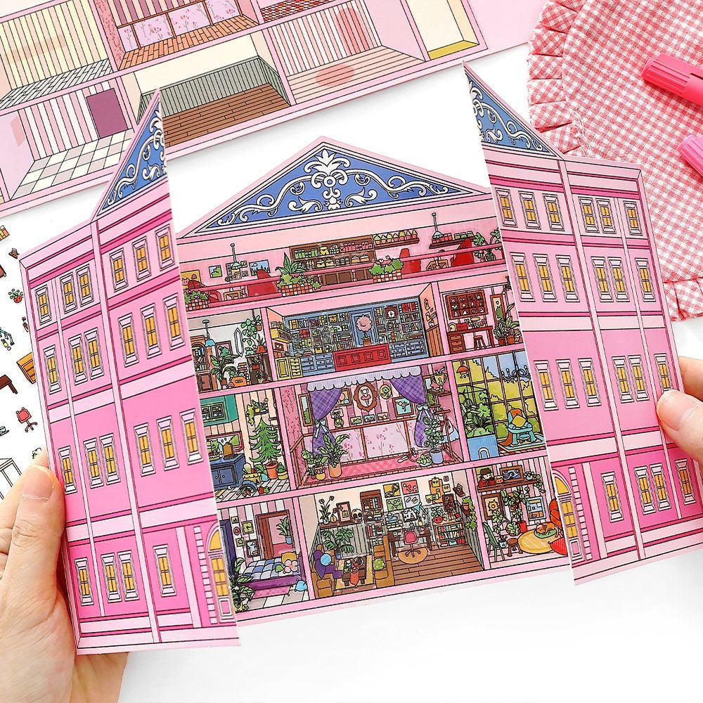 【Open Today】Foldable Large Big size 3D DIY Miniature relaxing Sticker - 2 Scene Stickers(29.5*18cm)