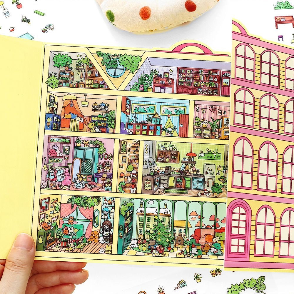 【Open Today】Foldable Large Big size 3D DIY Miniature relaxing Sticker - 2 Scene Stickers(29.5*18cm)