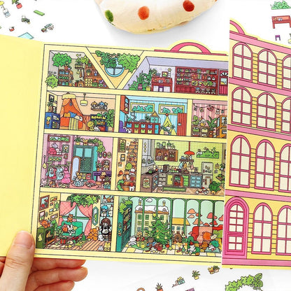 【Open Today】Foldable Large Big size 3D DIY Miniature relaxing Sticker - 2 Scene Stickers(29.5*18cm)