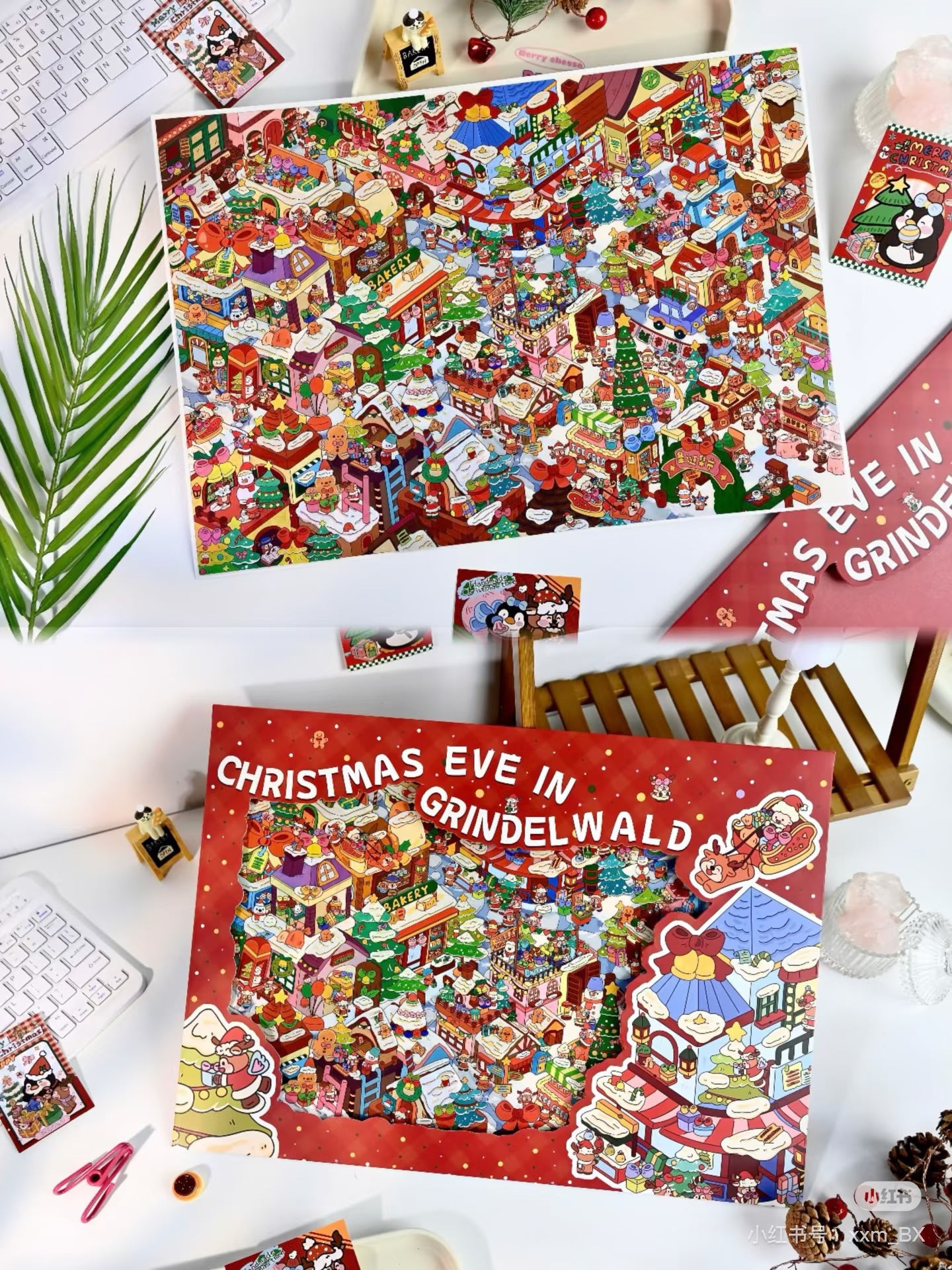 【Christmas Eve in Grindel Wald】Super Large Size 3D DIY Scene Sticker with quality envelope(42.5*30.2cm)