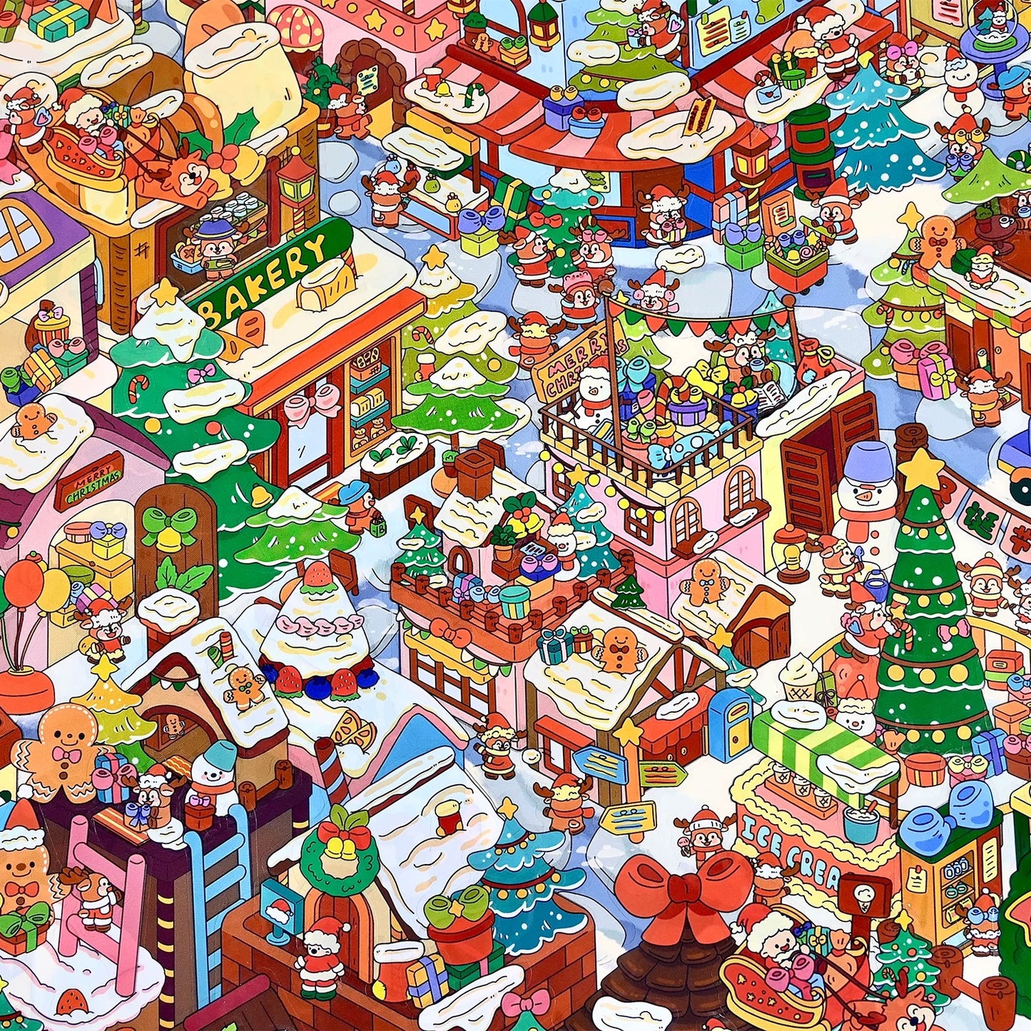 【Christmas Eve in Grindel Wald】Super Large Size 3D DIY Scene Sticker with quality envelope(42.5*30.2cm)