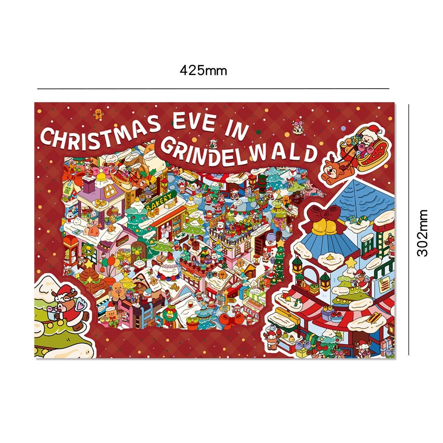 【Christmas Eve in Grindel Wald】Super Large Size 3D DIY Scene Sticker with quality envelope(42.5*30.2cm)