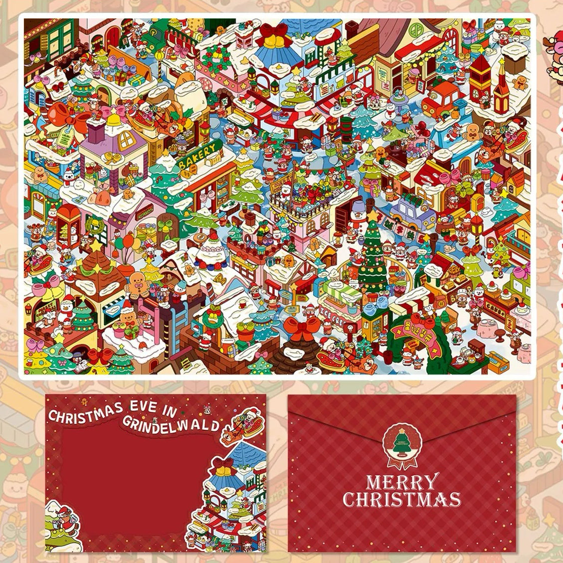 【Christmas Eve in Grindel Wald】Super Large Size 3D DIY Scene Sticker with quality envelope(42.5*30.2cm)