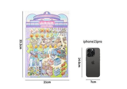 【Chinese Tourist Cities】Super Large Size 3D DIY Sticker - 4 Scene Stickers(33.2*23.4cm)