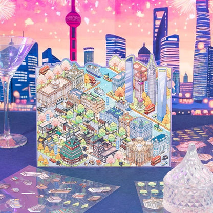 【Chinese Tourist Cities】Super Large Size 3D DIY Sticker - 4 Scene Stickers(33.2*23.4cm)