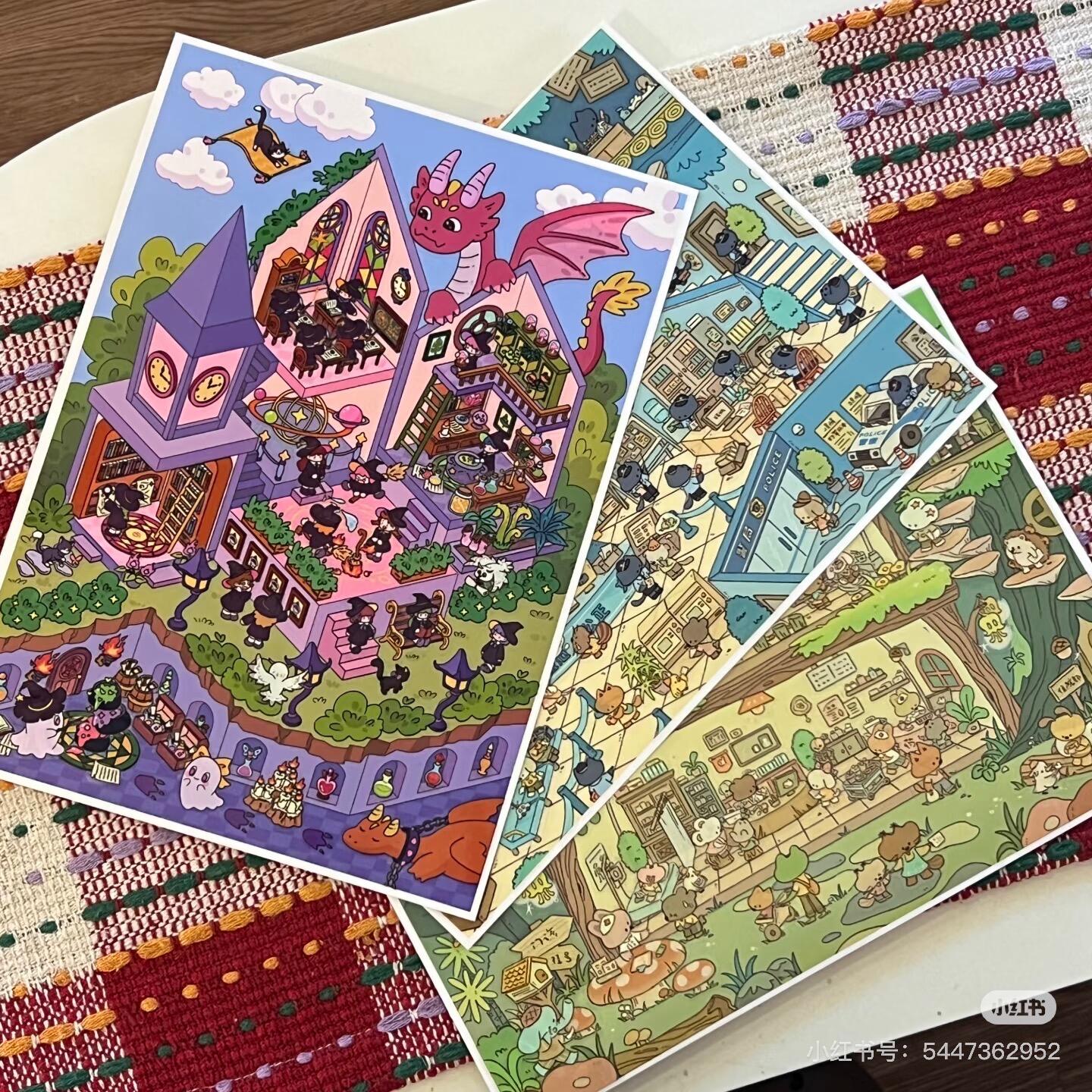 【Fantasy World】Large 3D DIY Sticker - 3 Miniature Scene Stickers (20*30.5cm)