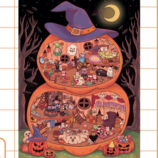 【Pumpkin House】Halloween element 3D DIY Sticker (17.6*23.3cm)