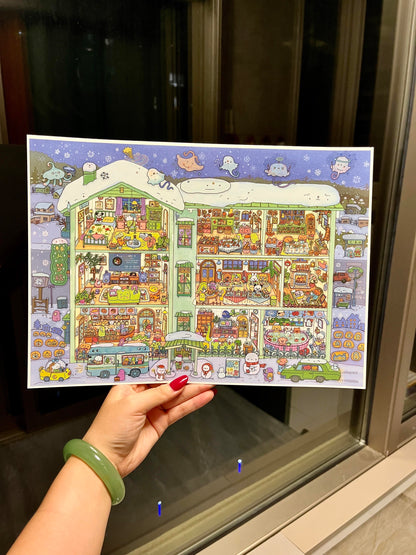 【Grid Rooms】All in 2 sets - Super Large: Ghost Apartment + Winter Dream (24.5*34cm)