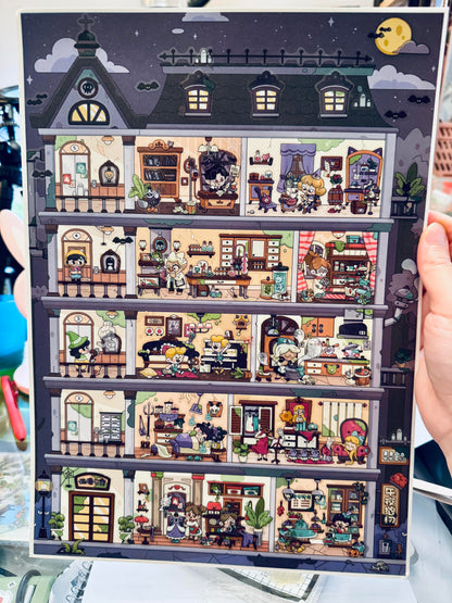 【Grid Rooms】All in 2 sets - Super Large: Ghost Apartment + Winter Dream (24.5*34cm)