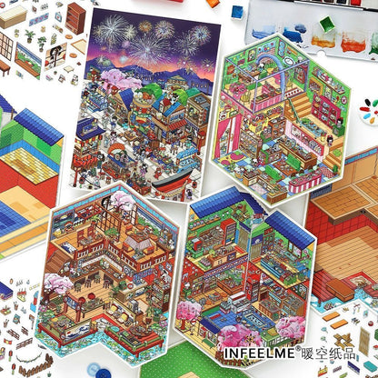 【Japanese Style】3D DIY Sticker - 4 Scene Stickers (18*25cm)