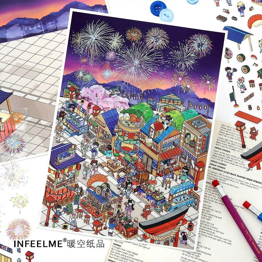 【Japanese Style】3D DIY Sticker - 4 Scene Stickers (18*25cm)