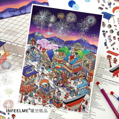 【Japanese Style】3D DIY Sticker - 4 Scene Stickers (18*25cm)