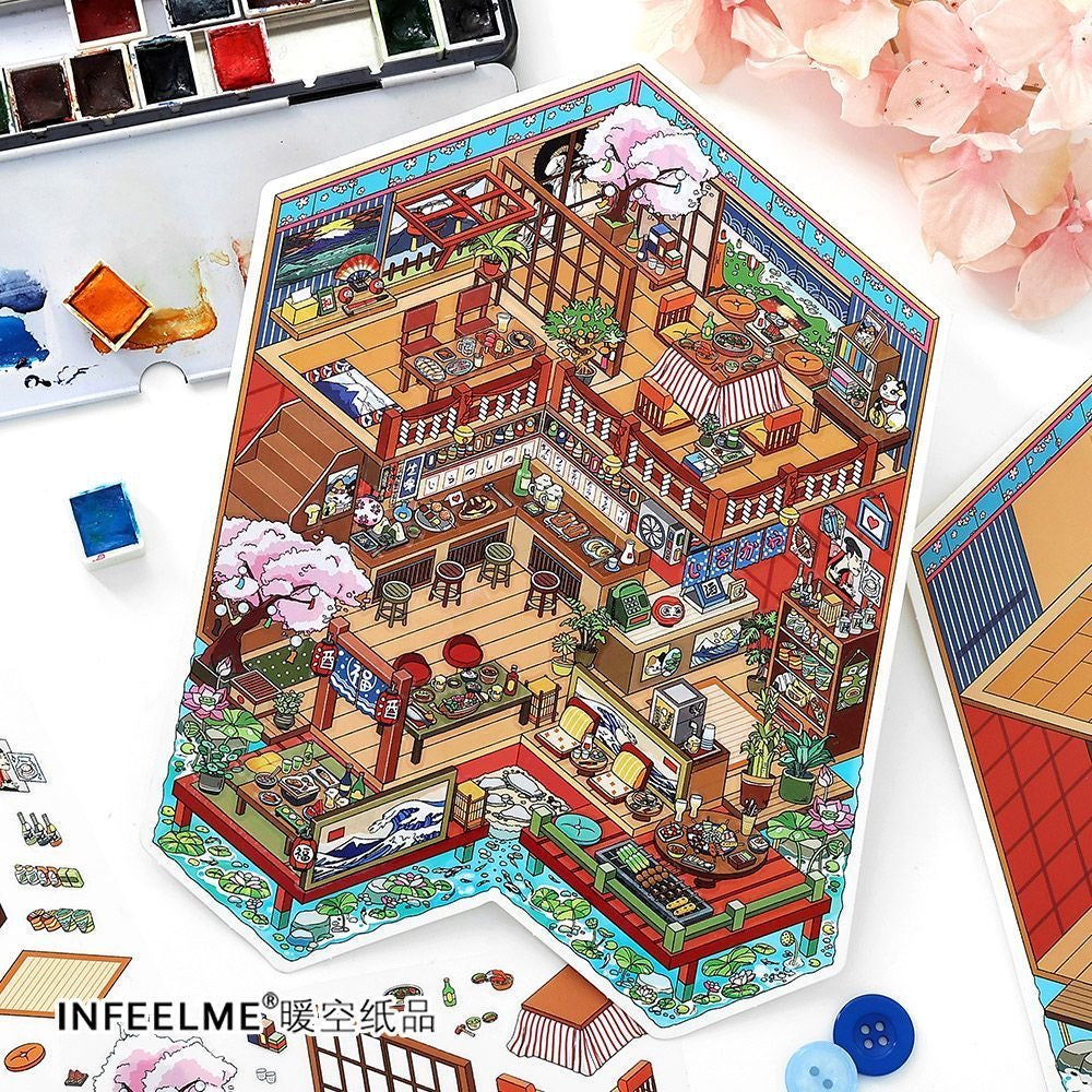 【Japanese Style】3D DIY Sticker - 4 Scene Stickers (18*25cm)